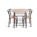 Eettafel set 'Adam' Grijs metaal Decor sonoma, Structuur metaal, zitting en blad spaanderplaat, - Top 15 mm