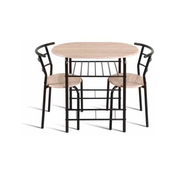 Eettafel set 'Adam' Grijs metaal Decor sonoma, Structuur metaal, zitting en blad spaanderplaat, - Top 15 mm