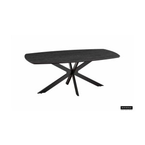 Eettafel 'Aziz' 200 cm Deens Ovaal Decor Donkerbruin, Poten metaal