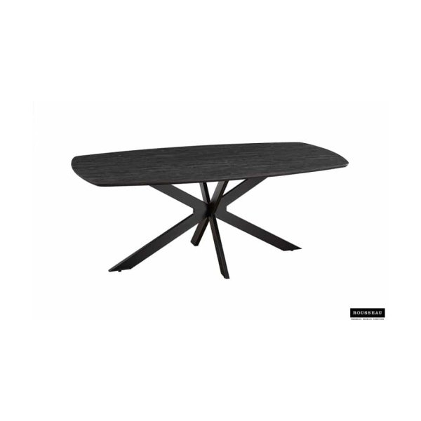 Eettafel 'Aziz' 200 cm Deens Ovaal Decor Donkerbruin, Poten metaal