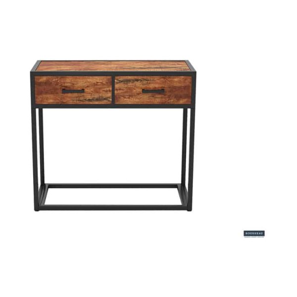 Console 'Madeira' met 2 lades Mangolia, Structuur metaal, blad exotisch hout mangolia,