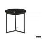 Bijzettafel 'Jarno' Zwart marmer, Structuur metaal, blad zwart marmer