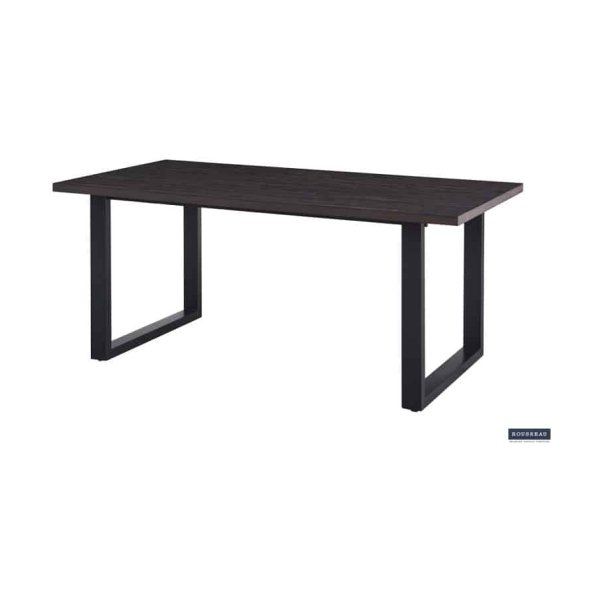 Eettafel 'Alexander' 180 cm Decor Donkerbruin, Poten metaal 8x4 cm, blad , decor, ABS boord, - Top 36 mm