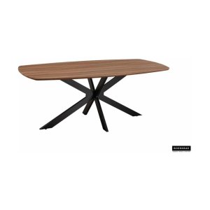 Eettafel 'Aziz' 200 cm Deens Ovaal Decor Mango, Poten metaal 8x3 cm, blad , decor, ABS boord, - Top 25 mm