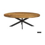 Eettafel 'Alexa' 200 cm Ovaal Mangolia, Structuur metaal, blad exotisch hout mangolia, - Top 45 mm