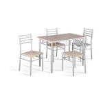 Eettafel set 'Amelia' Decor sonoma, Structuur metaal, zitting en blad spaanderplaat, - Top 17mm