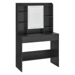 Make-up Tafel met spiegel - Kaptafel met LED-Verlichting in 3 Kleuren en 2 Laden - Zwart