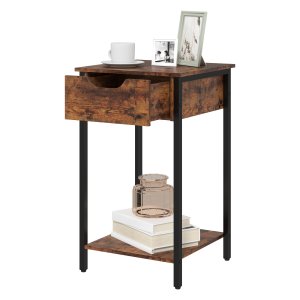 Bijzettafel - VintageDesign - Met lade en plank - Rustiek bruin