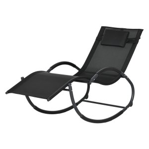 Tuinschommelstoel - Metalen Frame - Textilene Bekleding - Zwart