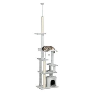 Kattenboom – StevigeKatten - In hoogte verstelbaar – Stabiele zitplatforms – Lichtgrijs