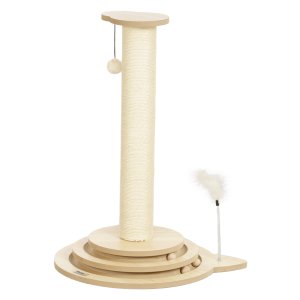 Kattenboom – PawHut - Sisal krabpaal – Speelbal - Grijs