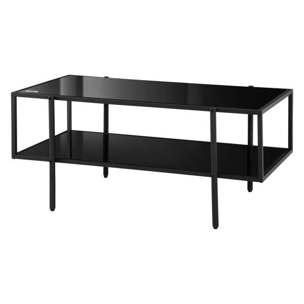 Salontafel - ModernLivin - Opbergruimte - Gehard glas - Zwart