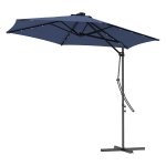 Zonnescherm - LED verlichting - handmatig te bedienen - donkerblauw