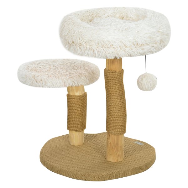 Kattentoren - HappyCat - Speelbal en bedden - Krabplank - Wit