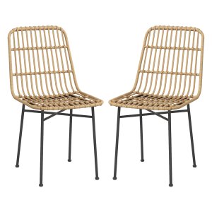 Eetkamerstoelen - Stijlvolle Woonkamerstoelen - Rieten Look - Geel