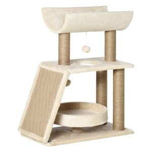 Krabtoren - HappyCat - speelbal en klimtoren - lichtbruin