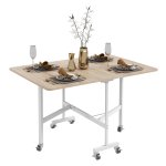 Eettafel - Opklapbaar - Wieltjes - Wit