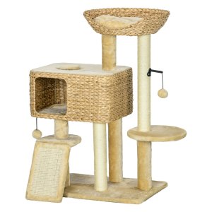 Krabmeubel - PawHut - 2 ligoppervlakken - speelbal - beige
