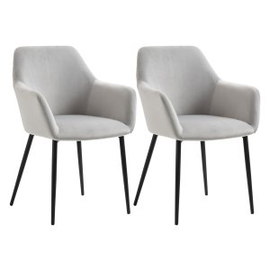 Eetkamerstoelen - Luxe Comfort - Gestoffeerde keukenstoelen - Stevige poten - Lichtgrijs