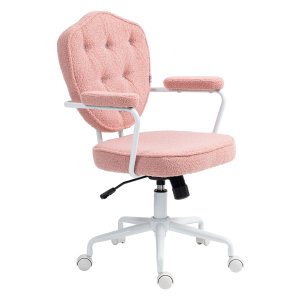 Bureaustoel - Ergonomisch - Teddyfleece - Roze