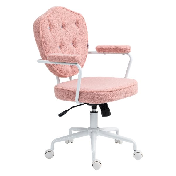 Bureaustoel - Ergonomisch - Teddyfleece - Roze