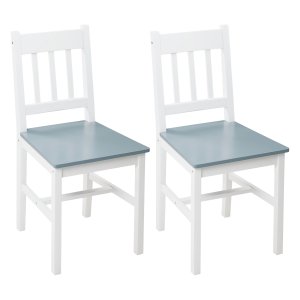 Eetkamerstoelen - Grenenhouten rugleuning - Grijze set