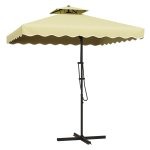 Parasol - Zwevend dubbel dak - Kruisvoet - Grijs