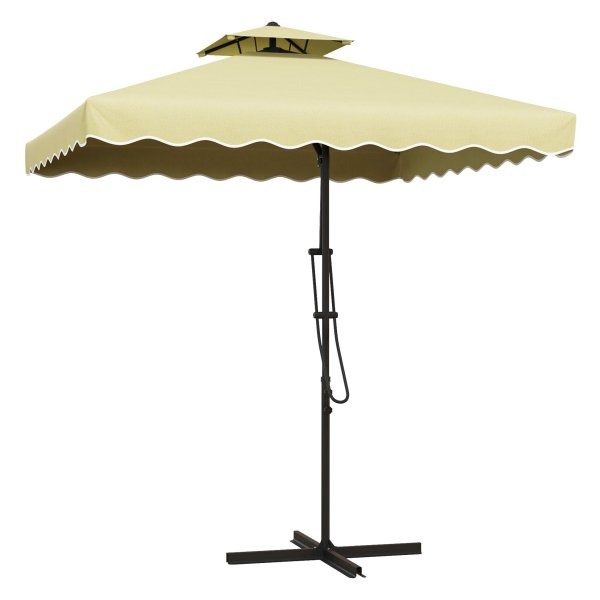 Parasol - Zwevend dubbel dak - Kruisvoet - Grijs