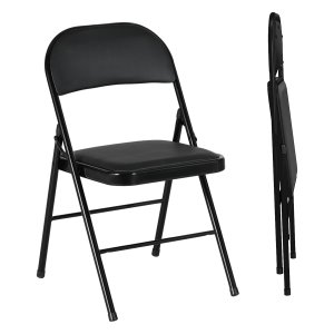 Klapstoelen - ModernDesign - Kunstleren kussens - Stalen poten - Zwart