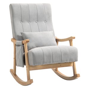 Schommelstoel - Luxe comfort - Lendenkussen - Grijs