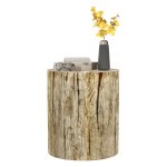 Betonlook – Bijzettafel - Houtnerf – Boomstamstructuur - natuurlijk