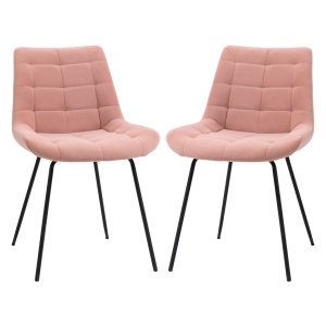 Eetkamerstoelen - RetroLiving - fluwelen bekleding - roze