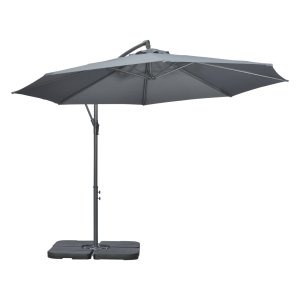 Parasol - Tuinplezier - Handkruk - Stalen kruisvoet - Donkergrijs