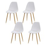 Eetkamerstoelen - Comfort Design - Met Rugleuning - Metalen Poten - Wit Natuur