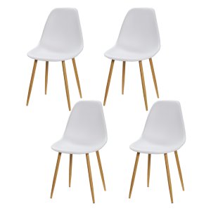 Eetkamerstoelen - Comfort Design - Met Rugleuning - Metalen Poten - Wit Natuur