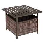 Tuintafel - Polyrattan - Parasolopening - Bruin