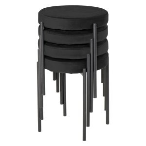 Eetkamerstoelen - Modern Living - Fluweel - Stapelbaar - Zwart