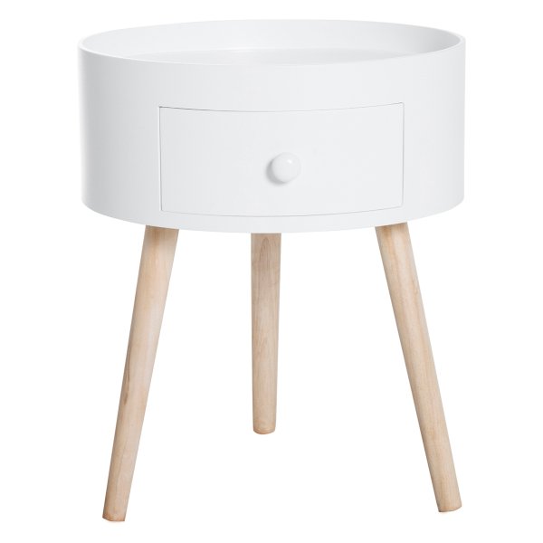 Bijzettafel - Scandinavisch Design - Met Lade - Wit