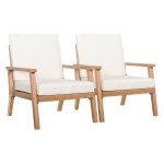 Tuinstoelen – Outdoor Living - Populierenhout - Polyester - Bruin-beige