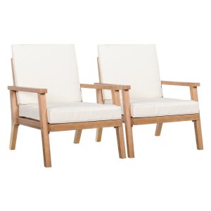 Tuinstoelen – Outdoor Living - Populierenhout - Polyester - Bruin-beige