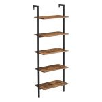 Ladder Shelf Boekenkast – 5 Niveaus, Opbergmeubel voor Woonkamer, Kantoor, Slaapkamer – Industrieel Design – Rustiek Bruin en Zwart – 60 x 30 x 172 cm