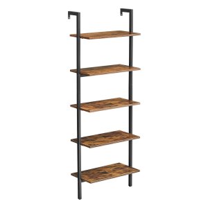 Ladder Shelf Boekenkast – 5 Niveaus, Opbergmeubel voor Woonkamer, Kantoor, Slaapkamer – Industrieel Design – Rustiek Bruin en Zwart – 60 x 30 x 172 cm