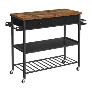 Keukeneiland - VintageWood - Multifunctioneel – Ruimtebesparend - Bruin/zwart