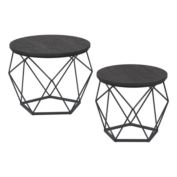 Salontafels - Modern Living - Afneembaar Tafelblad - Stalen Frame - Houtskool Grijs