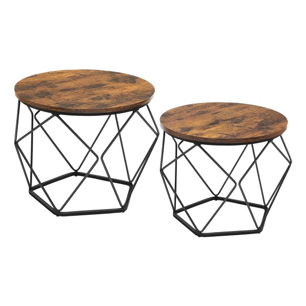 Bijzettafels - Moderne Stijl - Stalen Frame - Rustiek Bruin