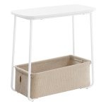 Bijzettafel - Moderne Stijl - Stoffen Mand - Wit