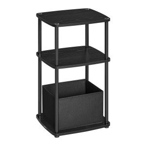 Bijzettafel - Huis - Stoffen mand - Stalen frame - Ebben Zwart