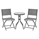 Tuinbistroset - Inklapbaar - Staal - Grijs