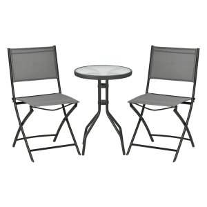 Tuinbistroset - Inklapbaar - Staal - Grijs