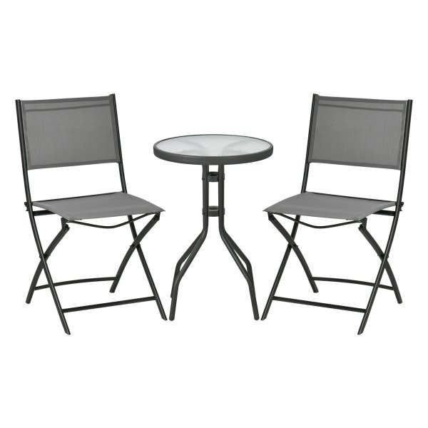 Tuinbistroset - Inklapbaar - Staal - Grijs